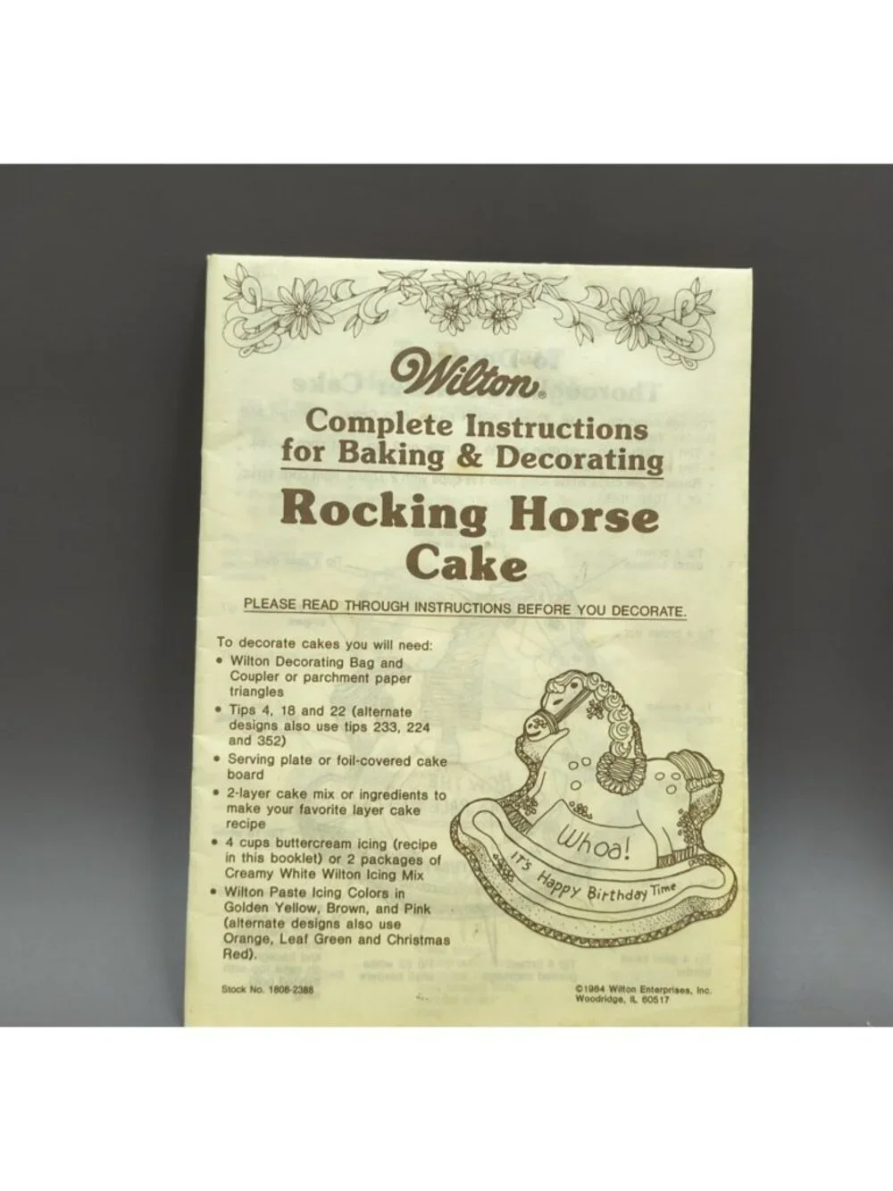 Wilton Cake Pan Instruction Booklet for Decorating Baking ROCKING HORSE CAKE PAN